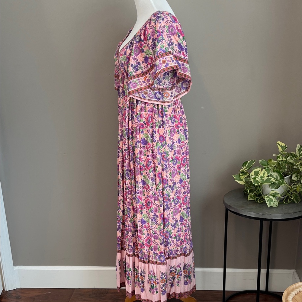 In loom Floral Pink Maxi Dress Medium Bump Friendly - Picture 5 of 10